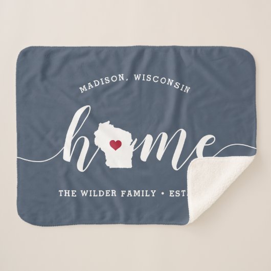 Wisconsin Home State Personalized Sherpa Deken (Voorkant (horizontaal))
