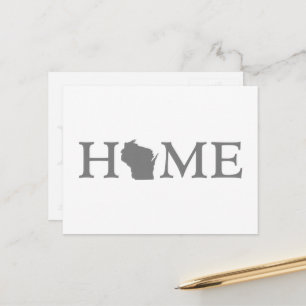Wisconsin Home State Shaped Letter Gray Word Art Briefkaart