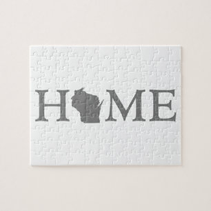 Wisconsin Home State Shaped Letter Gray Word Art Legpuzzel