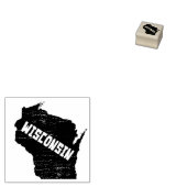 Wisconsin Home  Verstoorde Kaart Silhouette Rubberstempel (Gestempeld)