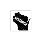 Wisconsin Home  Verstoorde Kaart Silhouette Rubberstempel (Afrduk)
