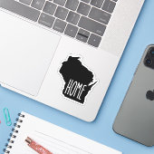 Wisconsin Home Zwart-wit Sticker (Laptop met iPhone)
