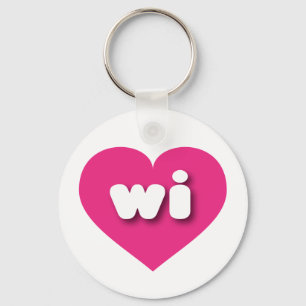 Wisconsin hot roze hart - Ik hou van wi Sleutelhanger