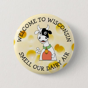 Wisconsin Humor Cheese head Button