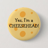 Wisconsin Humor Cheesehead Button (Voorkant)