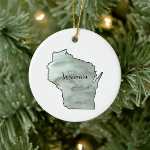 Wisconsin Illustratie Schilderij Keramische Orname Keramisch Ornament