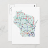 Wisconsin Interstate Map Briefkaart (Voorkant / Achterkant)