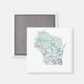 Wisconsin Interstate Map Magnet Magneet (Voorkant / Achterkant)