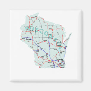 Wisconsin Interstate Map Magnet Magneet