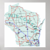Wisconsin Interstate Map Print (Voorkant)