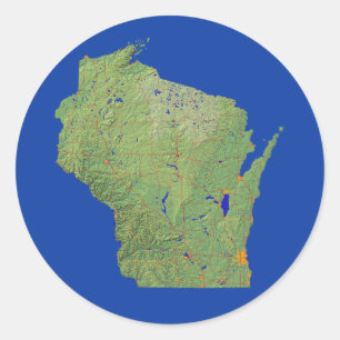 Wisconsin Kaart Sticker