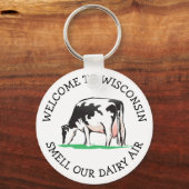 Wisconsin Koe Dairy Farmer Humor Sleutelhanger (Voorkant)
