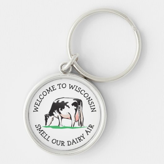 Wisconsin Koe Dairy Farmer Humor Sleutelhanger (Voorkant)