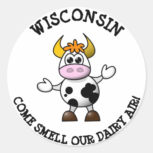 Wisconsin Kom Ruik onze Dairy Air Funny Stickers (Voorkant)