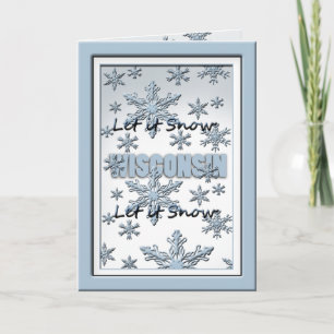 Wisconsin Laat het Sneeuwen Wenskaart Feestdagen Kaart