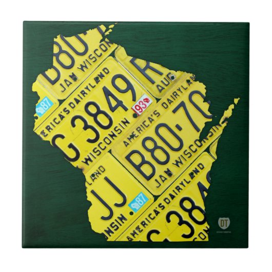 Wisconsin Licence Bord Map keramische tapijten Tegeltje (Voorkant)