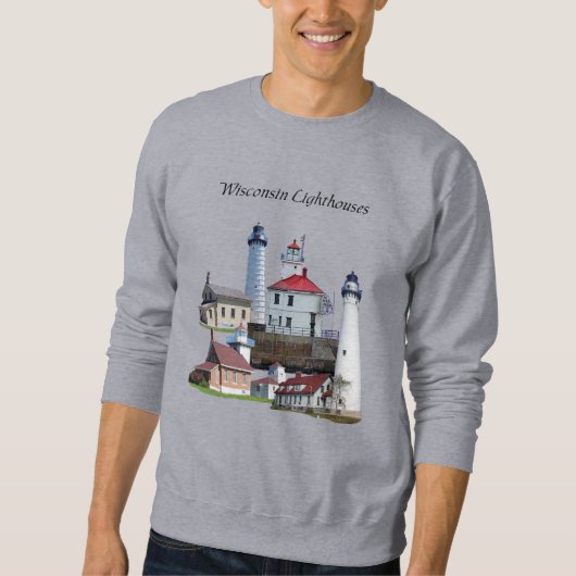 Wisconsin Lighthouse zwart belettering Shirt (Voorkant)