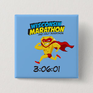 Wisconsin Marathon Post-Marathon Vierkante Button 5,1 Cm