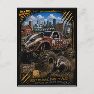 Wisconsin Monster Truck Off Road Kunst Briefkaart
