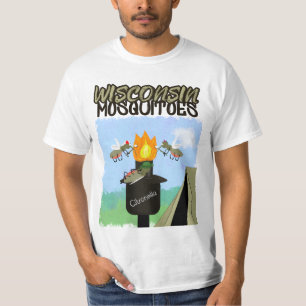 Wisconsin Mosquitoes Cartoon - Camping by Tiki T-shirt