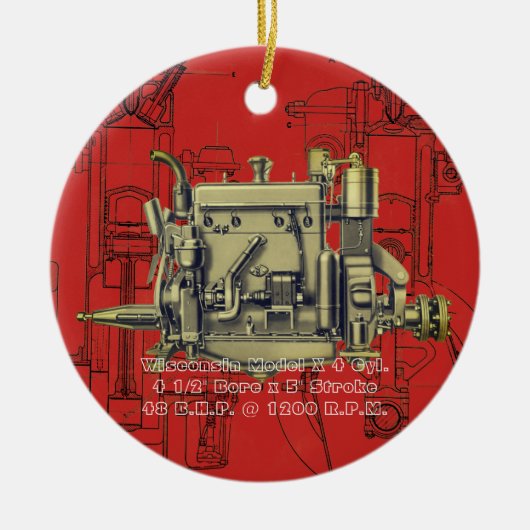 Wisconsin Motor Milwaukee Wisconsin gasmotor X Keramisch Ornament (Voorkant)
