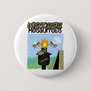 Wisconsin Muggen Cartoon - Kamperen door Tiki Ronde Button 5,7 Cm