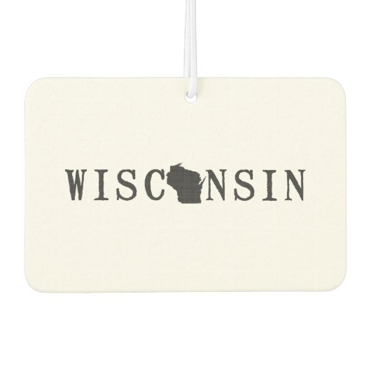 Wisconsin Naam met State Shaped Letter Luchtverfrisser (Voorkant)