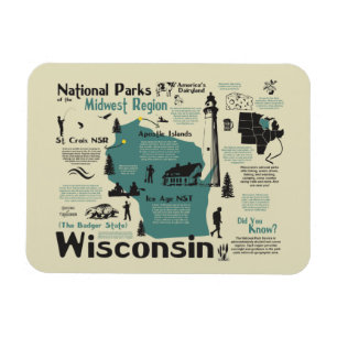 Wisconsin National Parks Map Magnet Magneet
