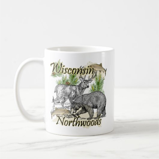 Wisconsin Northwoods Sportsman Chasse Pêche Mug (Gauche)