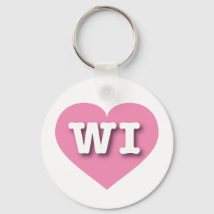 Wisconsin Pink Heart - Ik hou van WI Sleutelhanger