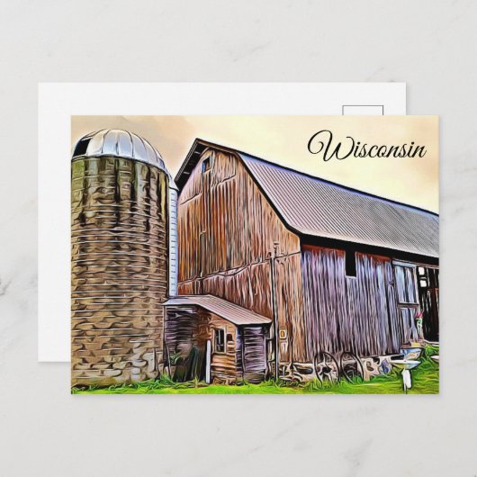 Wisconsin Red Barn Boerderij Briefkaart (Voorkant / Achterkant)