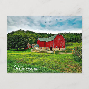 Wisconsin Red Barn Boerderij Schilderachtig Uitzic Briefkaart