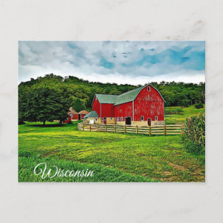 Wisconsin Red Barn Boerderij Schilderachtig Uitzic Briefkaart