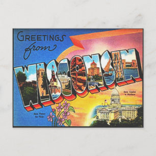 Wisconsin Revel Retro Vacation Greetings Briefkaart