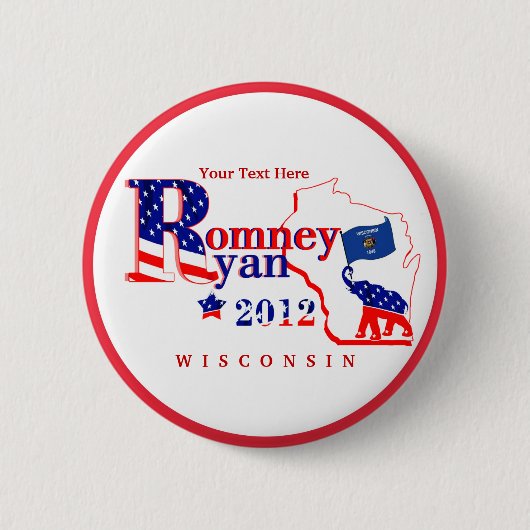 Wisconsin Romney en Ryan 2012 Button Customize 2 (Voorkant)