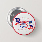 Wisconsin Romney en Ryan 2012 Button Customize 2 (Voorkant /achterkant)