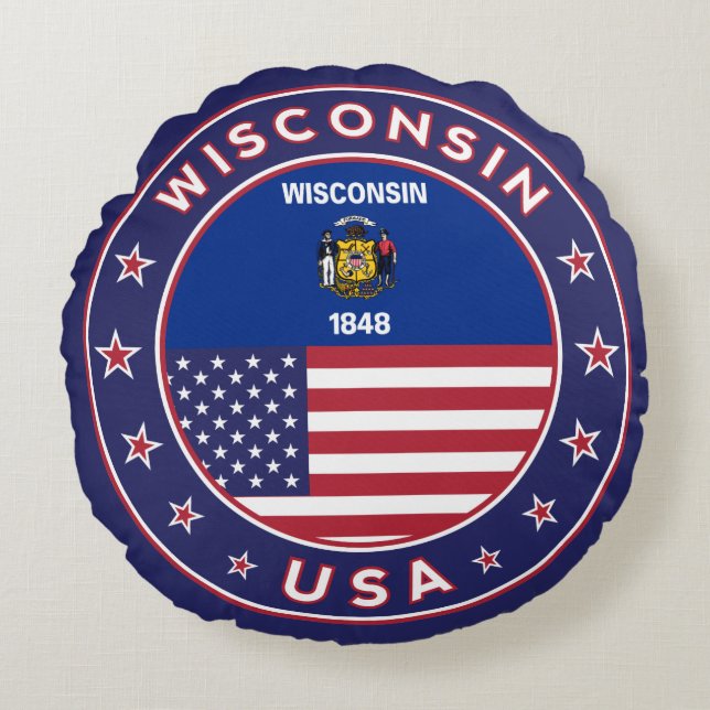 Wisconsin Rond Kussen (Voorkant)