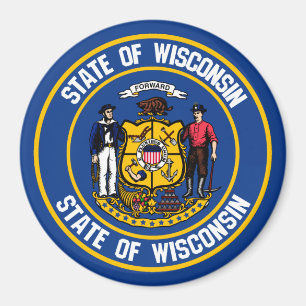 Wisconsin Round Emblem Magneet