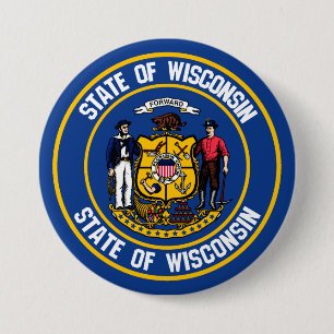 Wisconsin Round Emblem Ronde Button 7,6 Cm