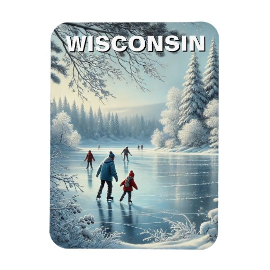 Wisconsin Schaatsen Magneet (Verticaal)