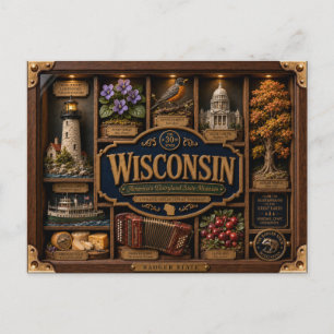 Wisconsin-schaduwdoos 3D figuur staat Briefkaart