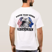 ✅ WISCONSIN staat & Amerikaanse vlag T-shirt (Achterkant)