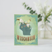 Wisconsin  staat kaart - groen (Staand voorkant)