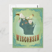 Wisconsin  staat kaart - groen (Voorkant / Achterkant)
