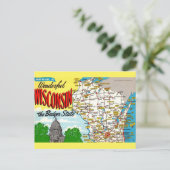 Wisconsin Staatskaart Briefkaart (Staand voorkant)