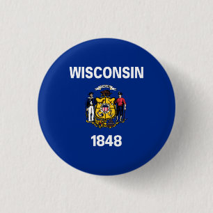 Wisconsin Staatsvlag Ronde Button 3,2 Cm