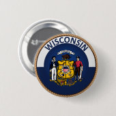 Wisconsin Staatsvlag Zegel Knop Ronde Button 5,7 Cm (Voorkant /achterkant)
