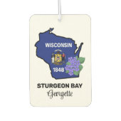 Wisconsin State Flag en Flower Blue Violet Luchtverfrisser (Voorkant)