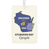 Wisconsin State Flag en Flower Blue Violet Luchtverfrisser (Achterkant)