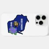 Wisconsin State Flag & Flower Common Blue Violet Case-Mate iPhone Case (Achterkant (horizontaal))